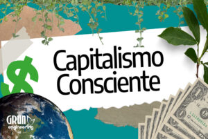Concepto del Capitalismo Consciente representado por el dinero, el planeta Tierra y unas hojas