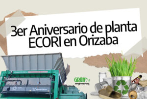 Foto de la planta junto al título "3er. Aniversario de Planta ECORI en Orizaba"