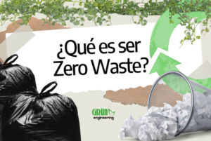 Bolsas de basura y contenedores con papel, junto al título: "¿Qué es ser Zero Waste?"