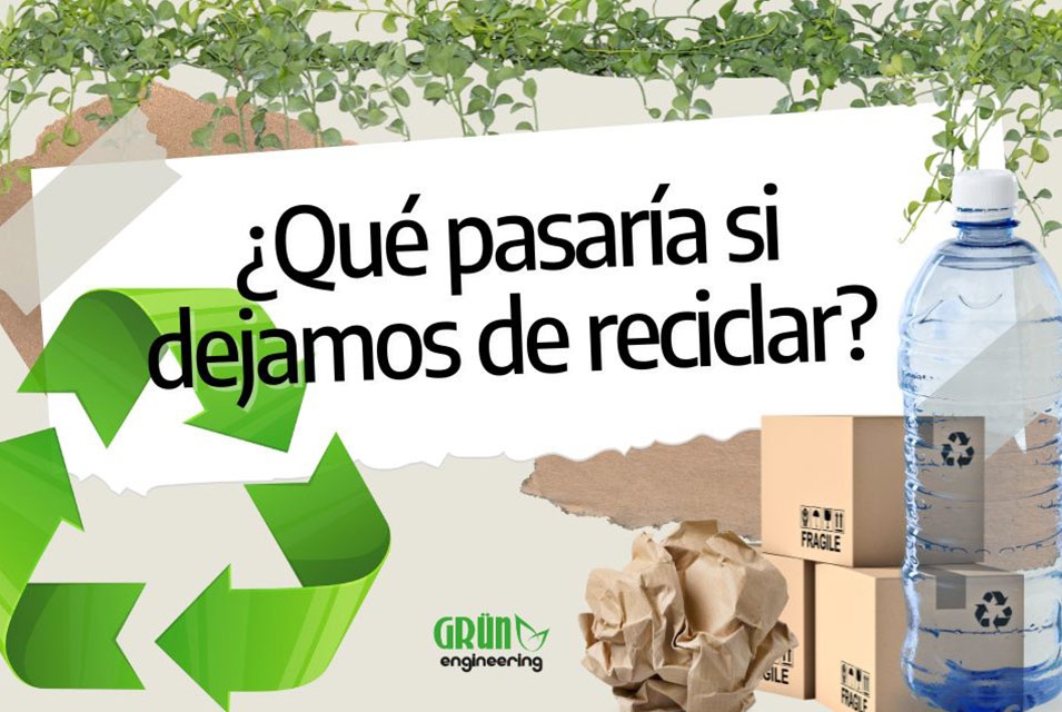 Cajas de cartón, botella PET y papel junto al título: "¿Qué pasaría si dejamos de reciclar?"